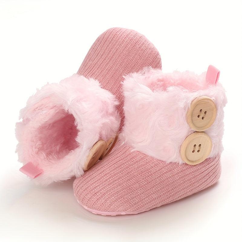 Soft Warm Fleece Boots for Baby Girls - Indoor Winter Walking