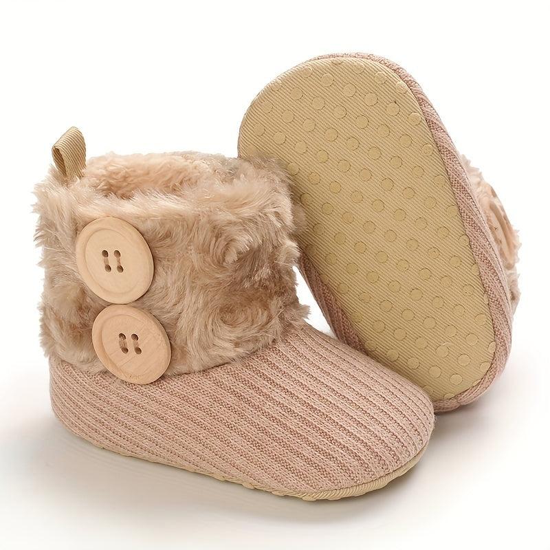 Soft Warm Fleece Boots for Baby Girls - Indoor Winter Walking