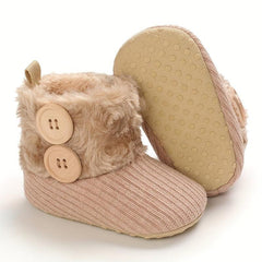 Soft Warm Fleece Boots for Baby Girls - Indoor Winter Walking