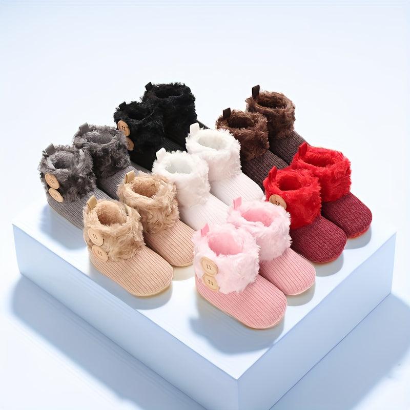 Soft Warm Fleece Boots for Baby Girls - Indoor Winter Walking