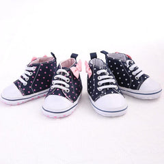 Baby Girl Heart Print Bow High Top Canvas Shoes