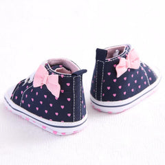 Baby Girl Heart Print Bow High Top Canvas Shoes