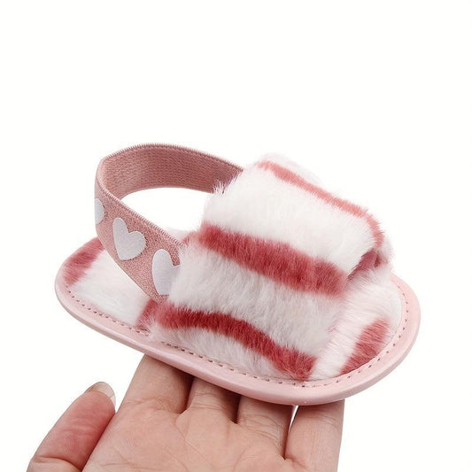 Tie Dye Plush Slide Sandals Crib Shoes Size Random Stripes