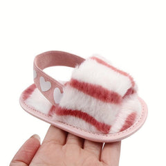 Tie Dye Plush Slide Sandals Crib Shoes Size Random Stripes