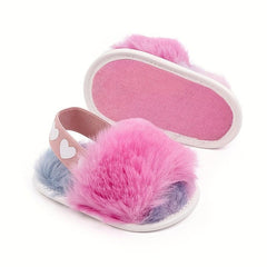 Tie Dye Plush Slide Sandals Crib Shoes Size Random Stripes