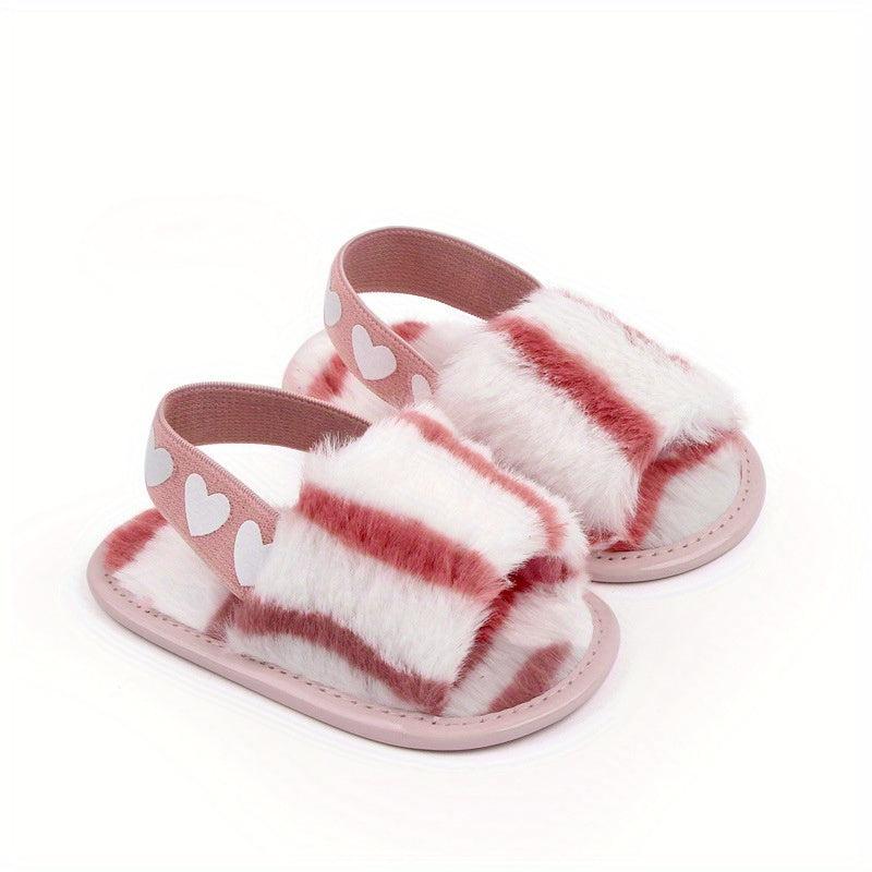 Tie Dye Plush Slide Sandals Crib Shoes Size Random Stripes