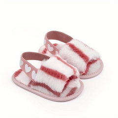 Tie Dye Plush Slide Sandals Crib Shoes Size Random Stripes