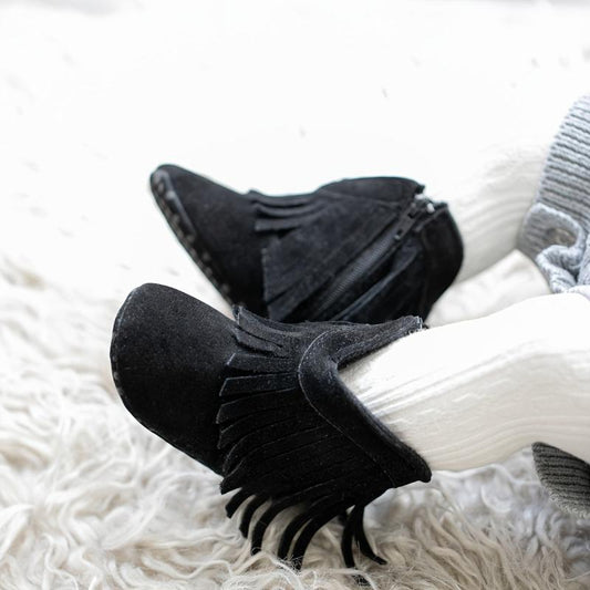 Cowboy Tassel Boots for Baby Girls Soft Bottom Non Slip Toddler Shoes
