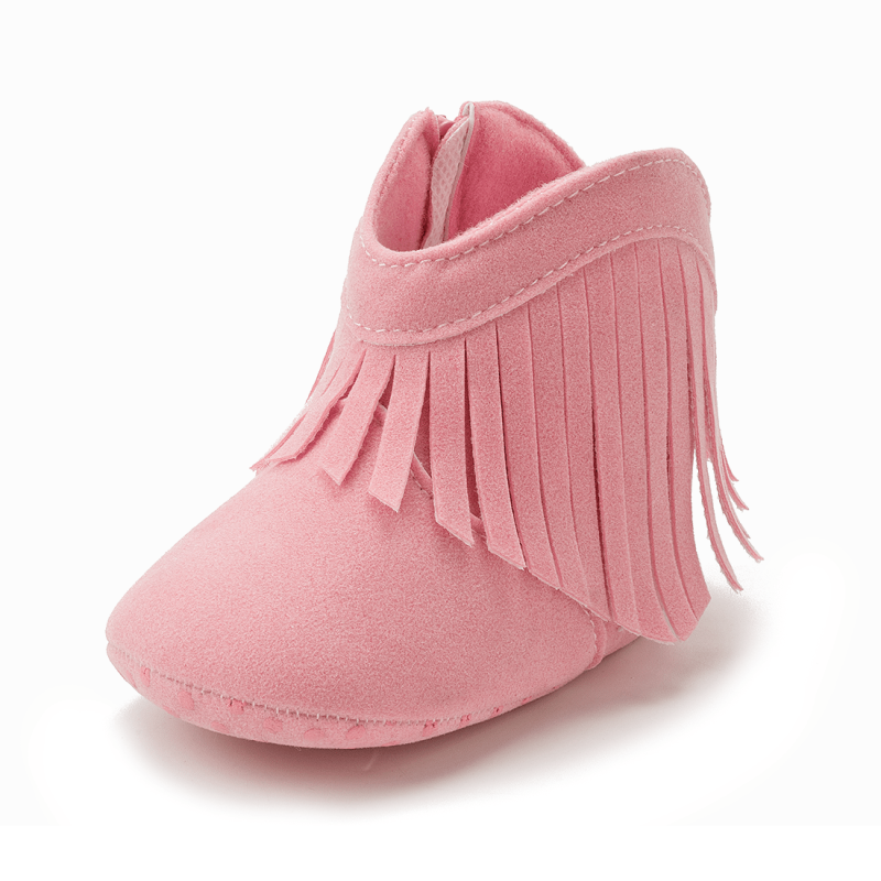 Cowboy Tassel Boots for Baby Girls Soft Bottom Non Slip Toddler Shoes
