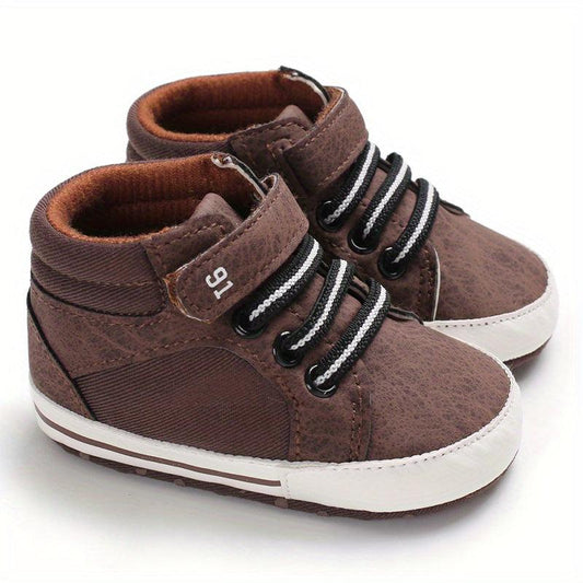 Baby Boys High Top Canvas Sneakers Soft Sole Toddler Shoes