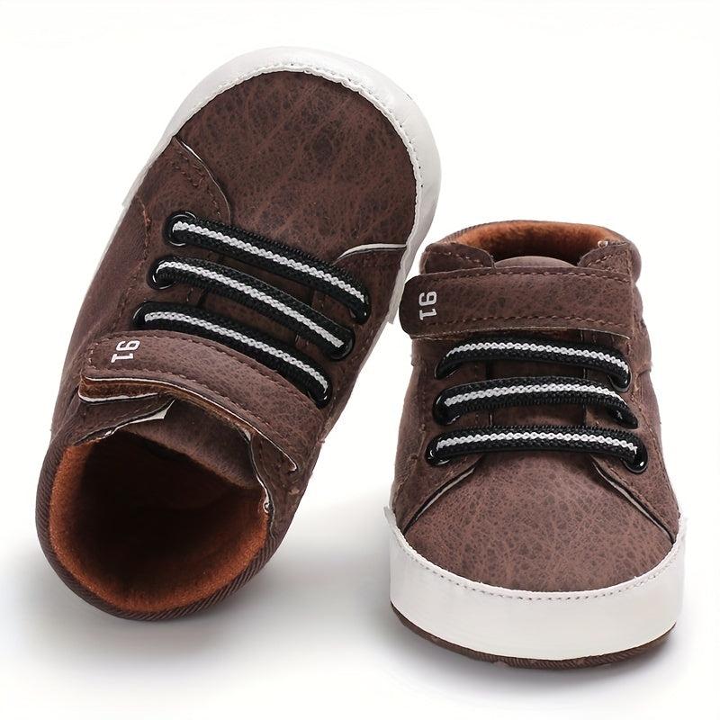 Baby Boys High Top Canvas Sneakers Soft Sole Toddler Shoes