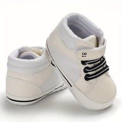 Baby Boys High Top Canvas Sneakers Soft Sole Toddler Shoes