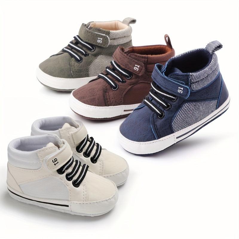 Baby Boys High Top Canvas Sneakers Soft Sole Toddler Shoes