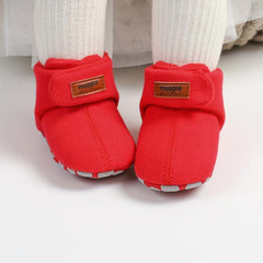 Baby Boys Hook Loop Fastener Fleece Boots for Indoor Walking
