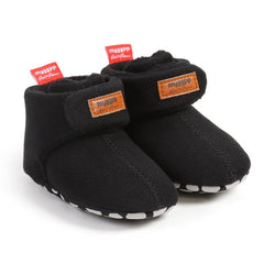 Baby Boys Hook Loop Fastener Fleece Boots for Indoor Walking