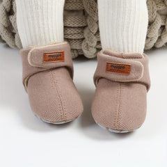 Baby Boys Hook Loop Fastener Fleece Boots for Indoor Walking