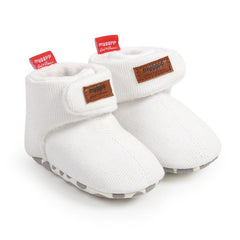 Baby Boys Hook Loop Fastener Fleece Boots for Indoor Walking