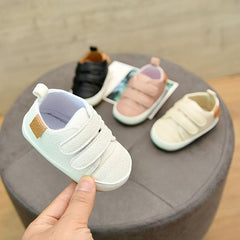 Baby Boys No Tie Sneakers Hook & Loop Fastener Crib Walking