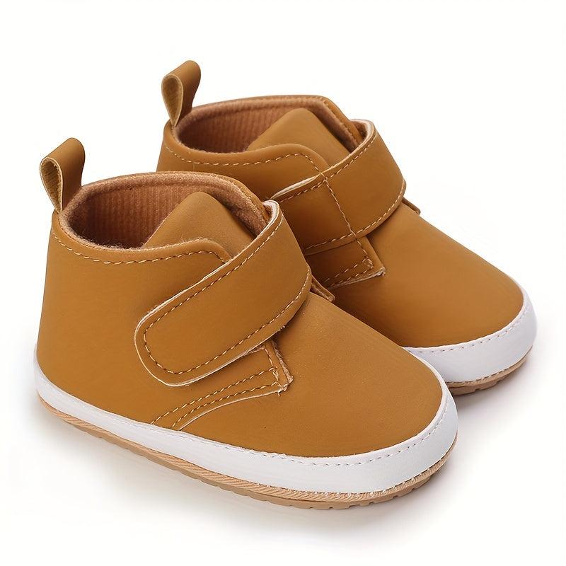Baby Boys Solid Sneakers with Hook and Loop Fastener Lightweight Anti Slip Shoes