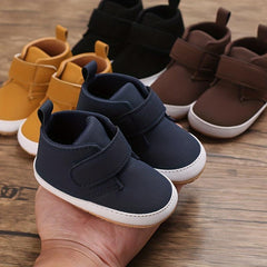 Baby Boys Solid Sneakers with Hook and Loop Fastener Lightweight Anti Slip Shoes