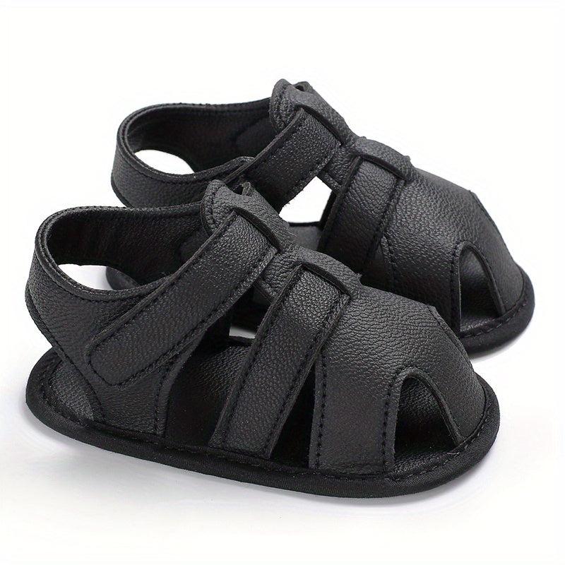 Baby Boy's Closed Toe T-strap Sandals Soft Sole Non-slip Flat Sandals