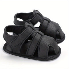 Baby Boy's Closed Toe T-strap Sandals Soft Sole Non-slip Flat Sandals