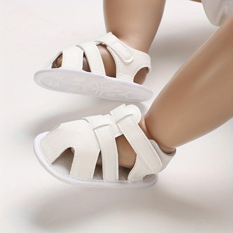 Baby Boy's Closed Toe T-strap Sandals Soft Sole Non-slip Flat Sandals