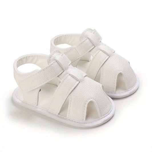 Baby Boy's Closed Toe T-strap Sandals Soft Sole Non-slip Flat Sandals