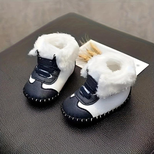 Warm Fleece Baby Boys Boots with Hook and Loop Fastener