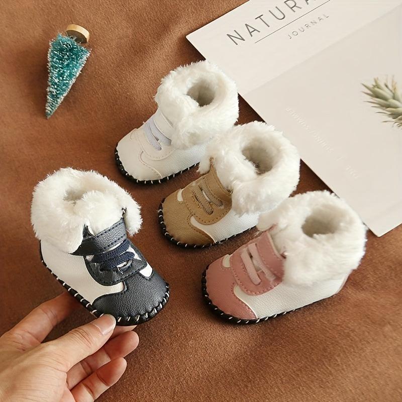 Warm Fleece Baby Boys Boots with Hook and Loop Fastener