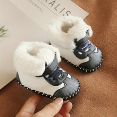 Warm Fleece Baby Boys Boots with Hook and Loop Fastener