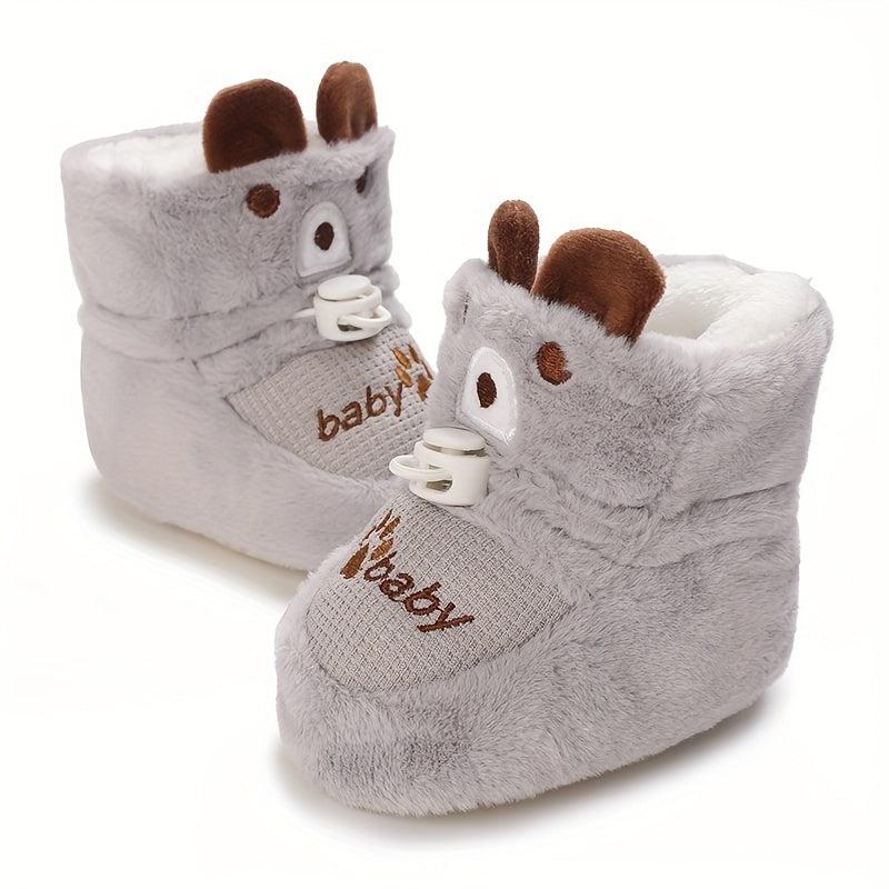 Cartoon Soft Warm Baby Boys Boots Plus Fleece, Autumn & Winter