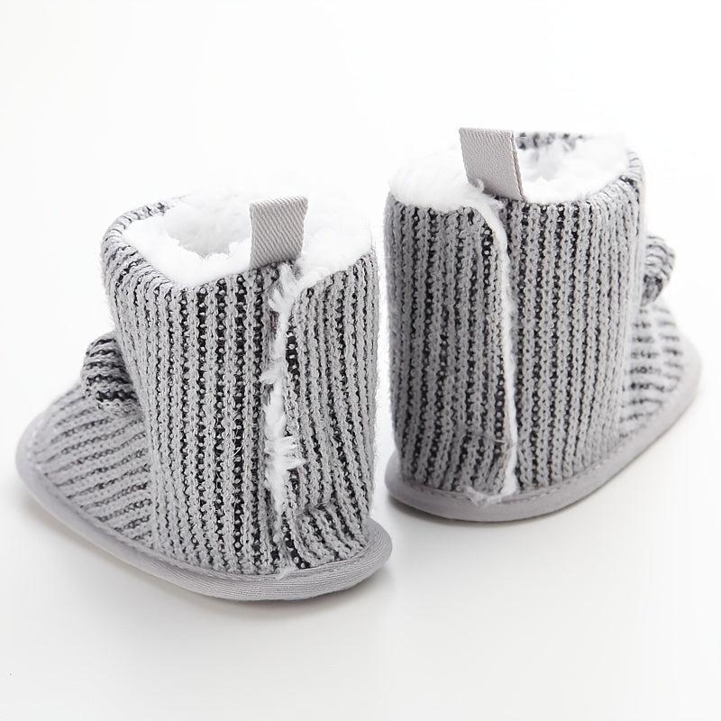 Cartoon Bear Soft Boots for Baby Boys - Warm Fleece Indoor Outdoor Walking