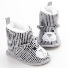 Cartoon Bear Soft Boots for Baby Boys - Warm Fleece Indoor Outdoor Walking