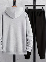 Men's Soccer Print Hooded Sweatshirt Set Spring Fall Outdoor Sports Outfits