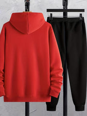 Men's Soccer Print Hooded Sweatshirt Set Spring Fall Outdoor Sports Outfits
