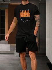 Men's Plus Size Bottles Graphic Print T-shirt & Shorts Set