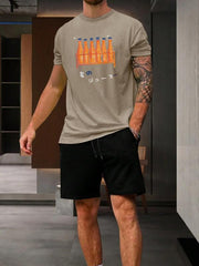 Men's Plus Size Bottles Graphic Print T-shirt & Shorts Set