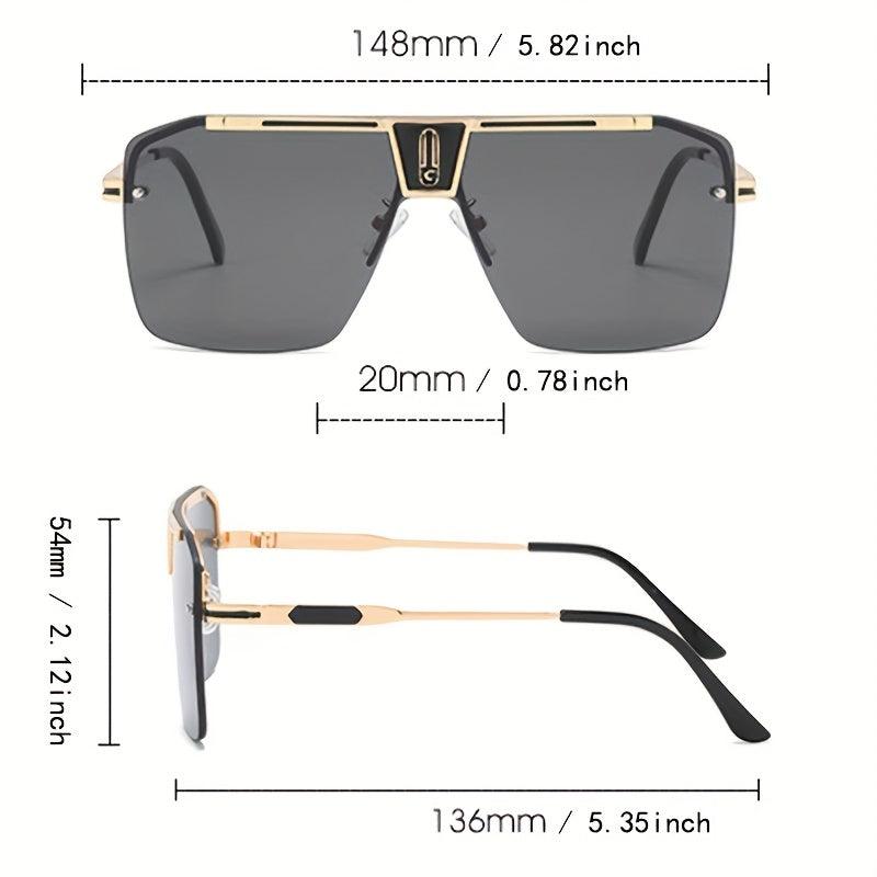 Men's Retro Oversized Square UV400 Sunglasses Metal Sunscreen