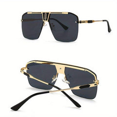 Men's Retro Oversized Square UV400 Sunglasses Metal Sunscreen