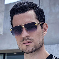 Men's Half Frame Cut Edge Sunglasses UV Protection