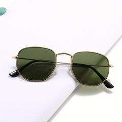 Men's Classic Metal Sunglasses Square Frame Glasses with Case