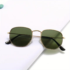 Men's Classic Metal Sunglasses Square Frame Glasses with Case