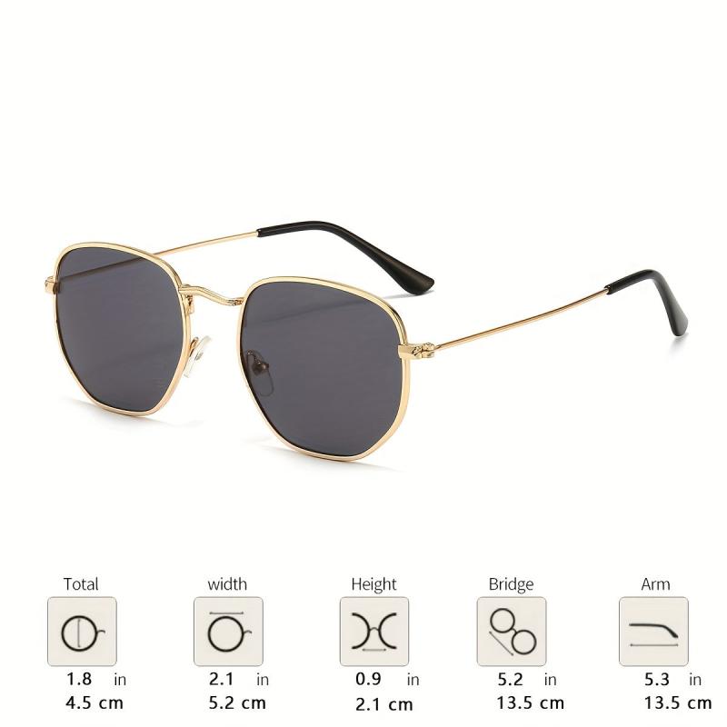 Men's Classic Metal Sunglasses Square Frame Glasses with Case