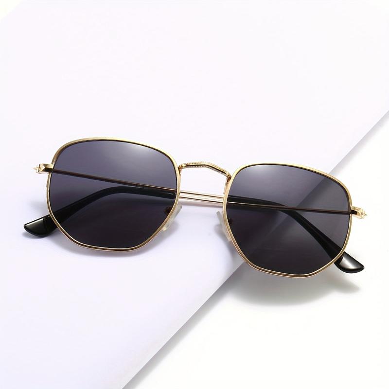 Men's Classic Metal Sunglasses Square Frame Glasses with Case