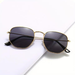 Men's Classic Metal Sunglasses Square Frame Glasses with Case
