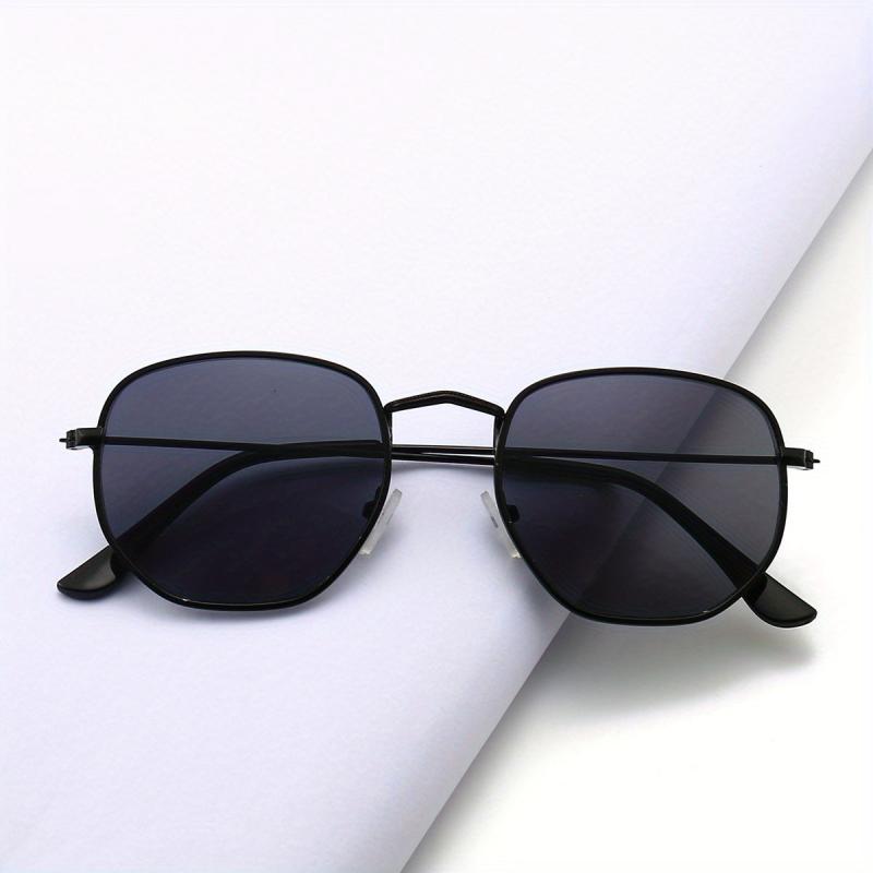 Men's Classic Metal Sunglasses Square Frame Glasses with Case