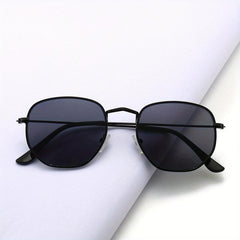 Men's Classic Metal Sunglasses Square Frame Glasses with Case