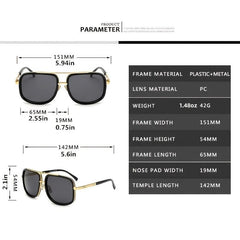 Double Beam Large Frame Sunglasses Thick Frame Beach Glasses