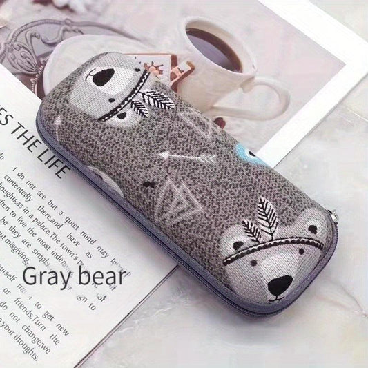 Cartoon Bear And Bird Sunglasses Case Zipper Glasses Box